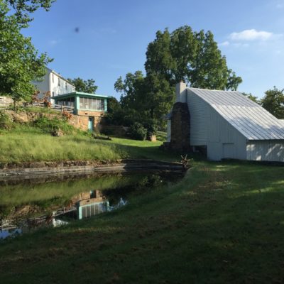 In addition to the old farmhouse (pictured here in the far back left), the "Main Place" includes an old mill (foreground) which we've renovated and hope to eventually use for historic demonstrations.
